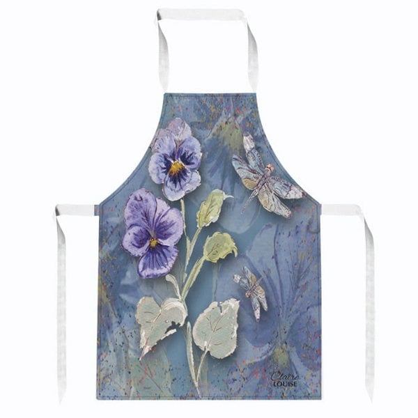 Claire Louise Powder Bloom Pansies Apron