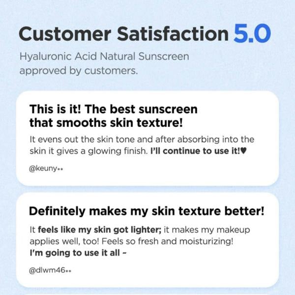 Isntree Suncreen Hyaluronic Acid Natural Sun Cream PA++++ SPF50+ 50ml - Additional 6