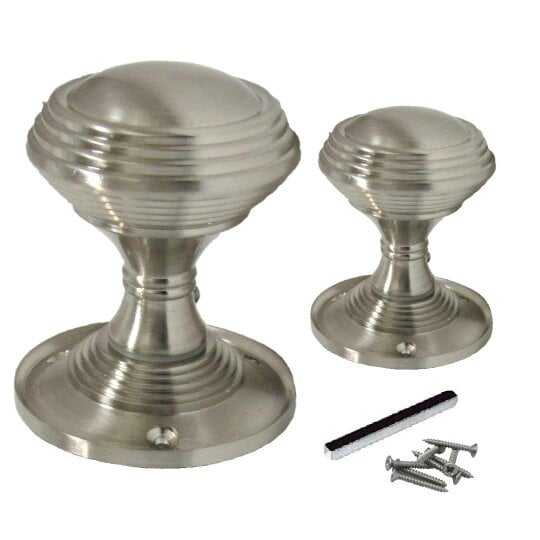 EDH Door Hardware Queen Anne Reeded Mortice Door Knobs, Interior Door Knobs for Home, Round Internal Door Knob with Tubular Latch