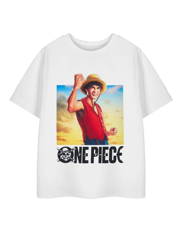 One Piece Boys White Luffy Short Sleeved T-Shirt