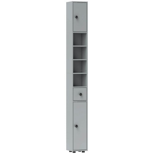 Wyld Haus Tasere Tall Slim Bathroom Storage Cabinet With Drawers Shelves And Cupboards Grey