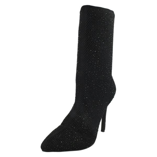 Anne Michelle Ladies Anne Michelle High Heel Diamante Studded Calf Boots