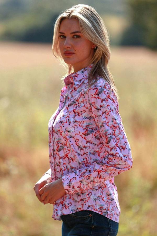FLAMBOYANCE OF FLAMINGOS  WOMENS  PRINT SHIRT - Premium Men's Patterned Shirt by Claudio Lugli | Bold Design, Tailored Fit, Best Printed Shirts