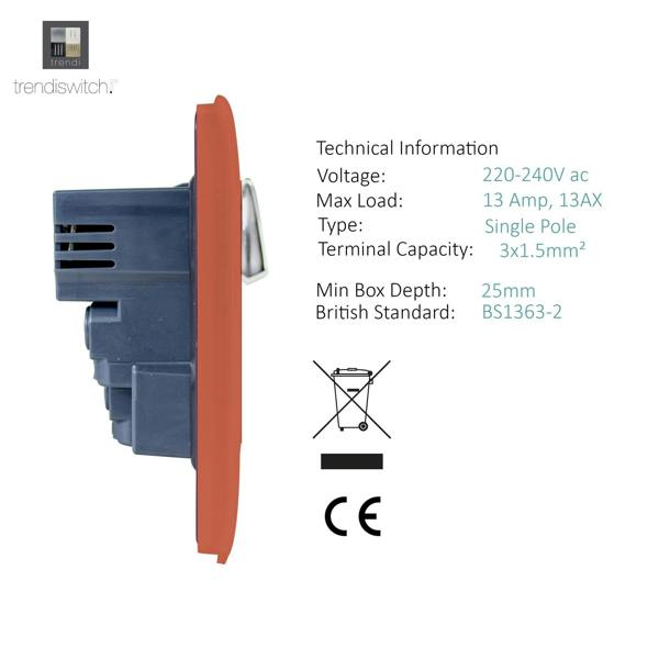 Trendi Switch 2 Gang 4 Port USB 2100mA Plug Socket in Copper