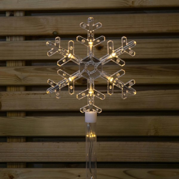 Samuel Alexander 69cm Set of 4 Plastic Crystal Snowflake Pathfinder Christmas Lights with Warm White LEDs