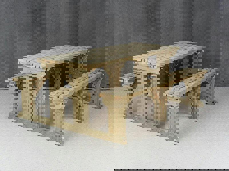 Abies Picnic Table and Benches Set - Wooden Outdoor Dining Set for Gardens and Patios