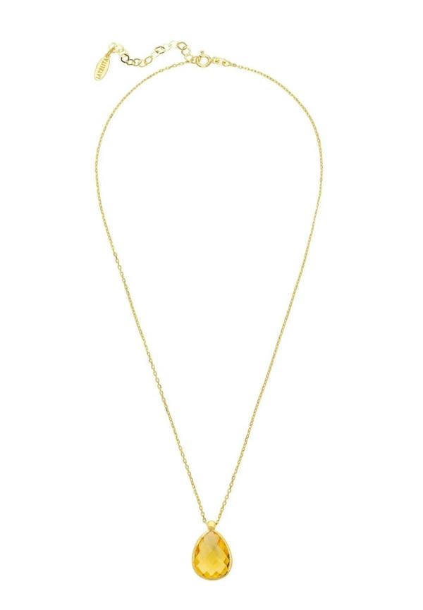 Petite Drop Necklace Gold Citrine Hydro - LATELITA Necklaces