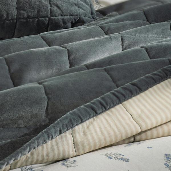 Soak&Sleep Smoky Teal Velvet Cotton Bedspread and Cushion Bundle