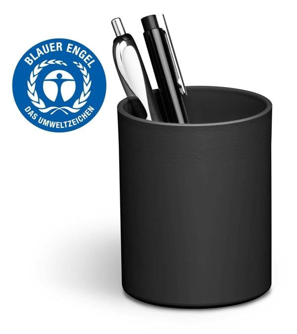 Durable ECO Recycled Plastic Pen Pot Pencil Holder Desk Tidy Organizer | Black