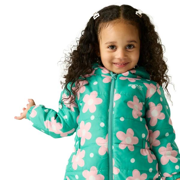 Regatta Childrens/Kids Penrose Floral Quilted Puddle Suit - Emerald Green - 