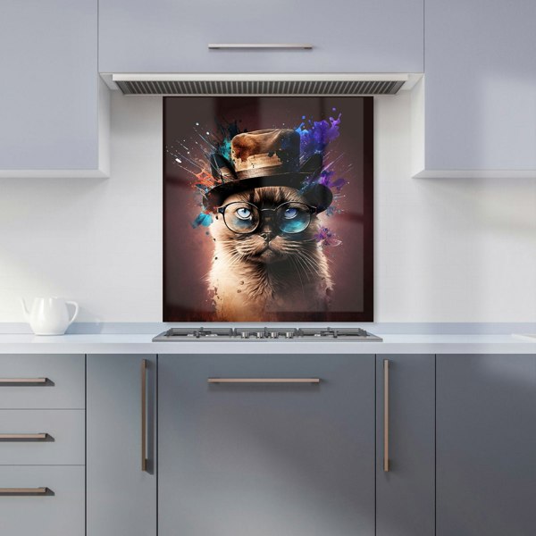 Warren Reed - Designer Siamese Cat Face Splashart Kitchen Splashback