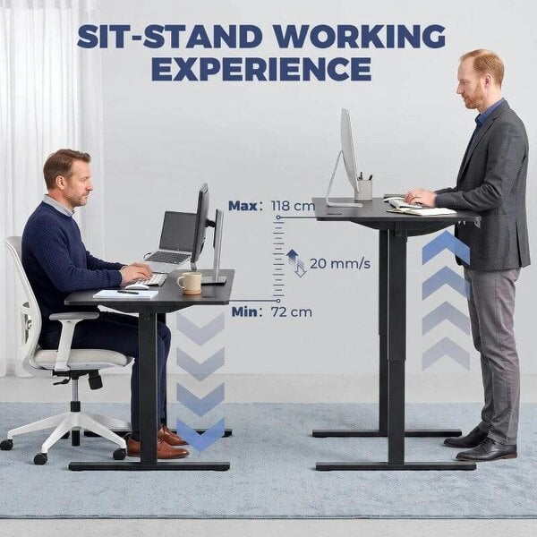 Standing Desk Memory Control Height Adjustable Desk 2 Cable Holes LED Display Sit Stand Desk Black