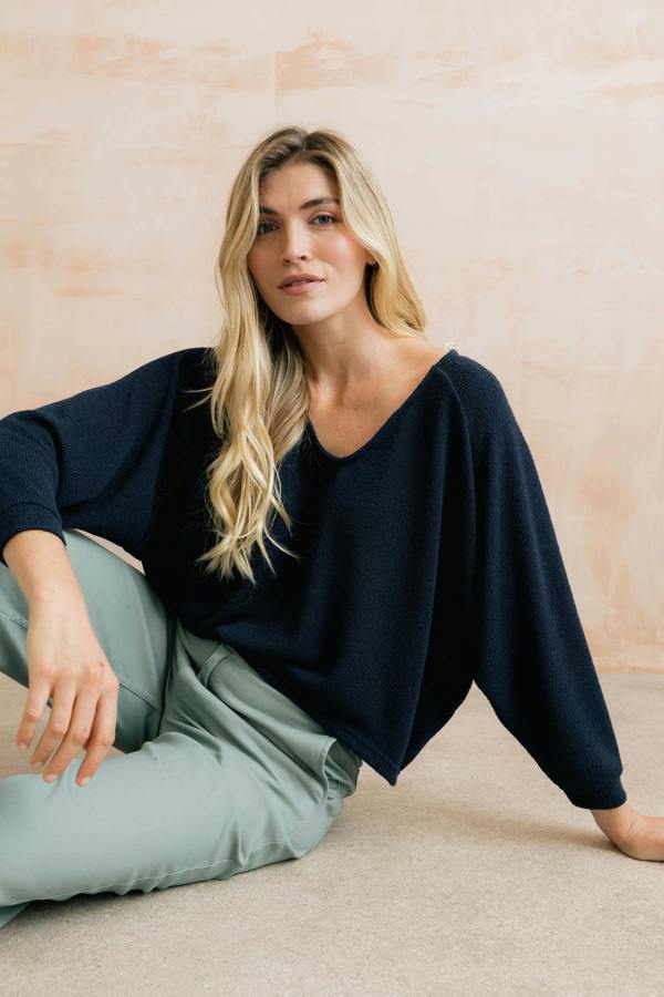Lily & Me Rewilding Batwing Jumper Navy