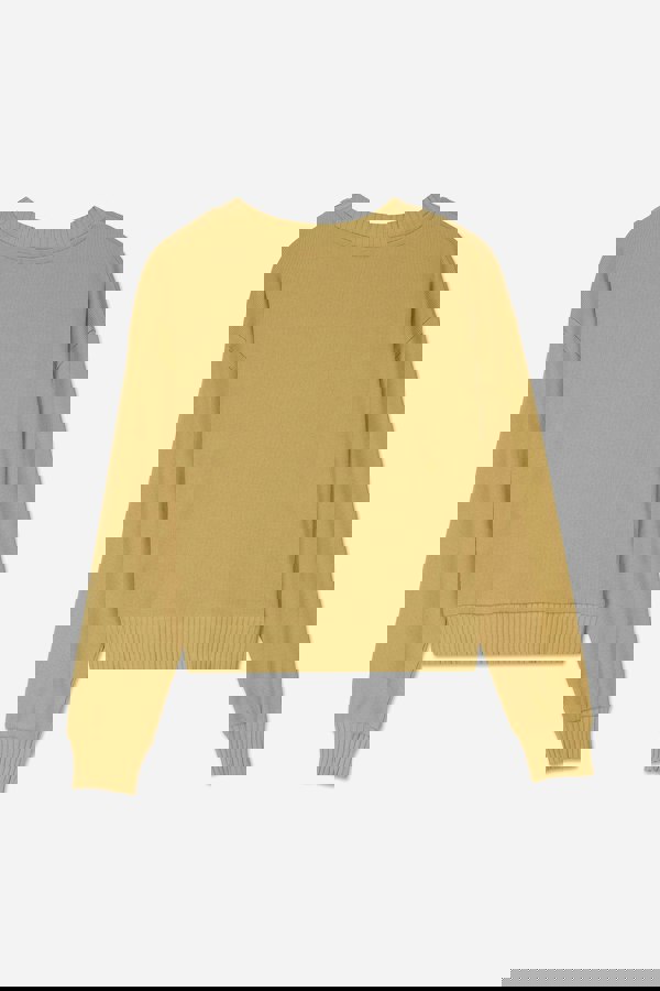 ENORSIA Button Shoulder Crewneck Sweatshirt