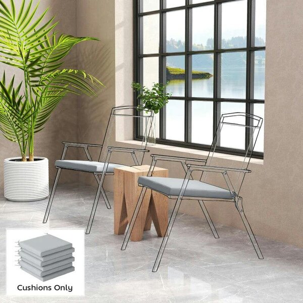 Set of 6 Outdoor Seat Cushions with Machine Washable Cover, Water Repellent Seat Cushions Light Grey - Light Grey