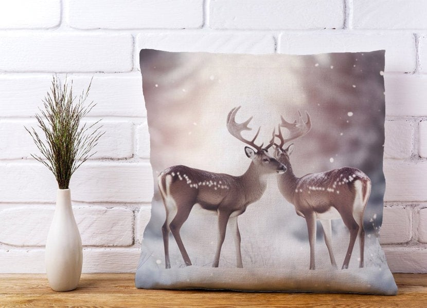 Warren Reed Reindeer In The Snow Cushions