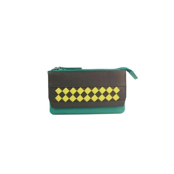 Eastern Counties Leather Womens Lillian Diamond Leather Purse - Jade/Grey