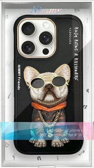 Nimmy Friends Glasses Cool Dog Case for iPhone 16 Pro 6.3" Black - N-YJ-iP16-Pro-01