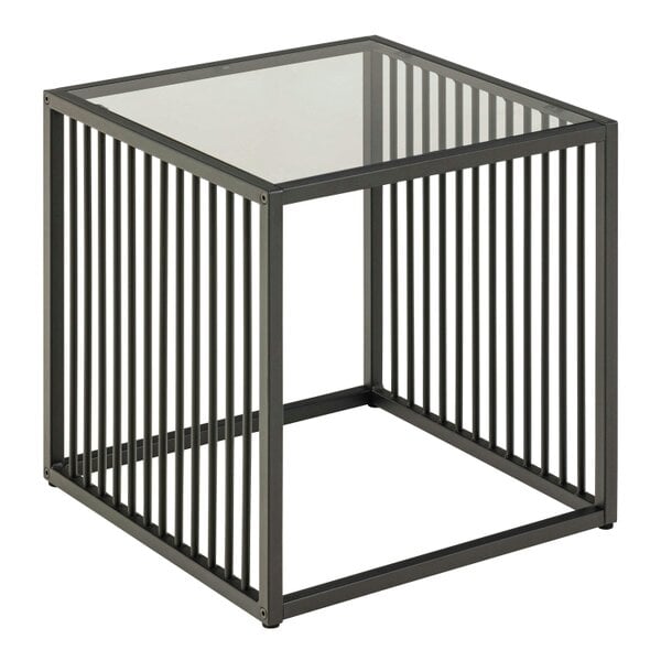 Wyld Haus Porto Organic Black Metal Side Table with Clear Glass Top