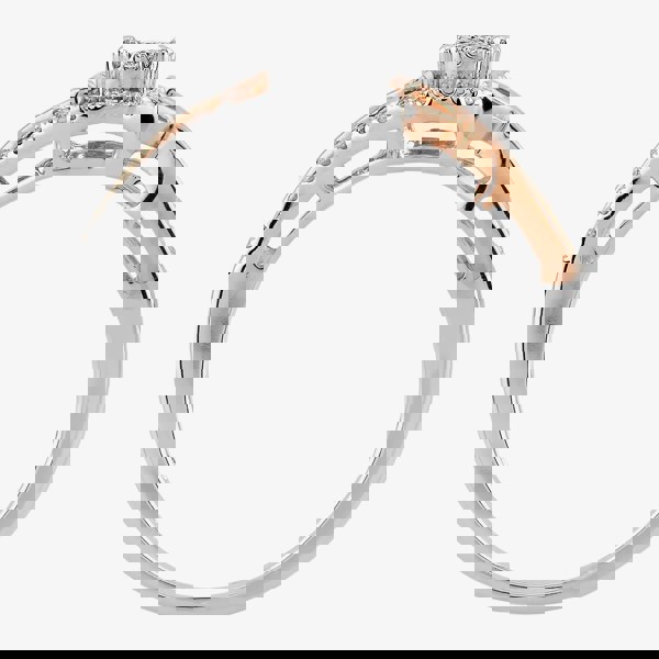 T. H. Baker 9ct Two Tone Gold 0.20ct Diamond Open Heart Cluster Ring TH012537R