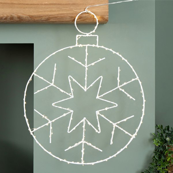 Samuel Alexander 48cm x 38cm Light up Hanging Christmas Snowflake Bauble with 250 Warm White LEDs