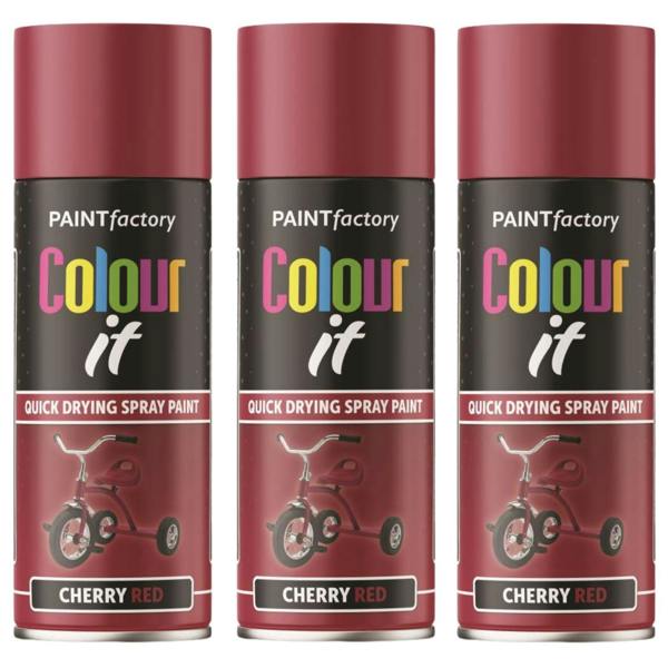 Paint Factory 3X  Cherry Red Gloss Spray Paint 400ml