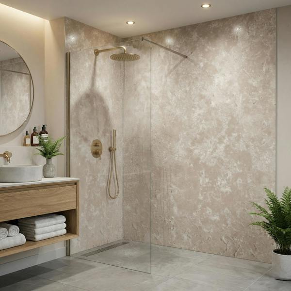 Britwall Concrete Beige Matt PVC Shower Panel – Matt Finish Beige