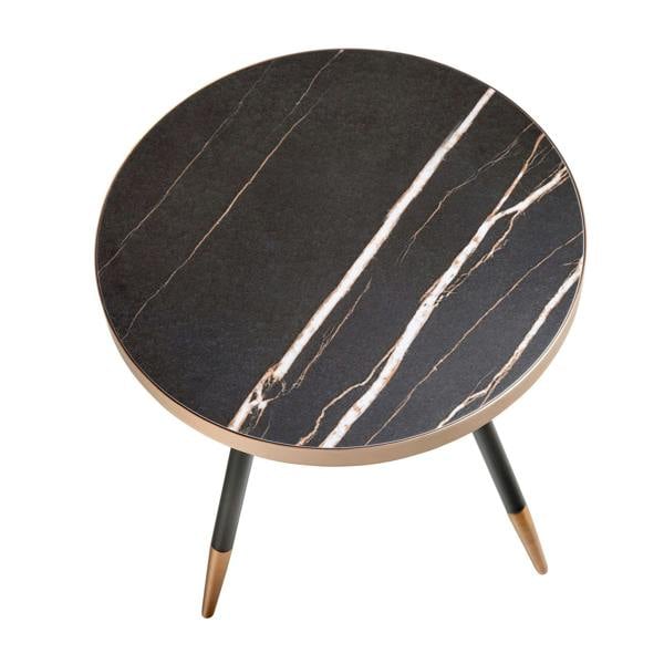 Angel Cerdá Round Corner Table in Porcelain Marble and Black Steel 2069