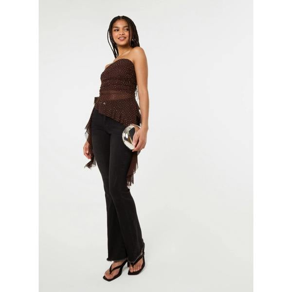 Pink Vanilla Asymmetric Diamante Bandeau Top