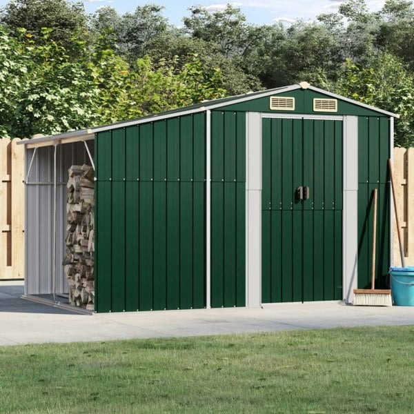 Berkfield Garden Shed Green 277x192.5x179 cm Galvanised Steel