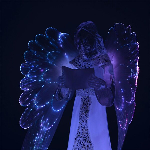Shatchi 21cm Fibre Optic LED Angel Figure with Colour Changing Wings, Battery Powered Christmas Decoration
