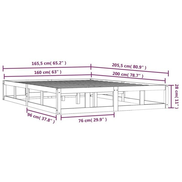 Berkfield Bed Frame White 160x200 cm Solid Wood