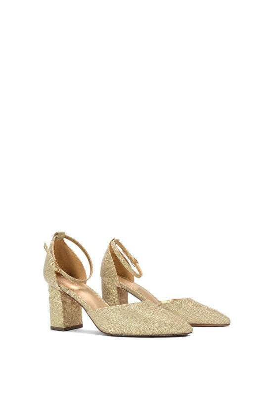 XY LONDON Ankle Strap Block Heel Court Shoes