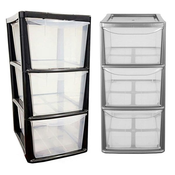 3 Drawer Storage Tower Unit With Clear Spacious Drawers