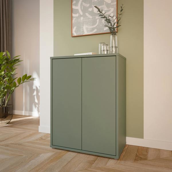 Furniture To Go Alice Springs Tall 2 Door Cupboard with Push-to-Open Doors in Sage Green