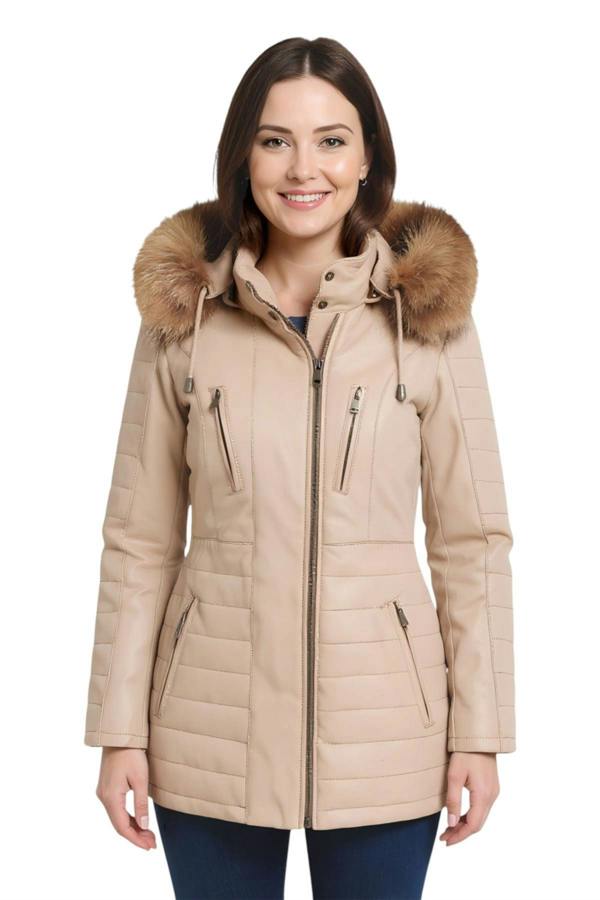 Infinity Leather Womens Quilted Leather Parka Jacket-Curitiba