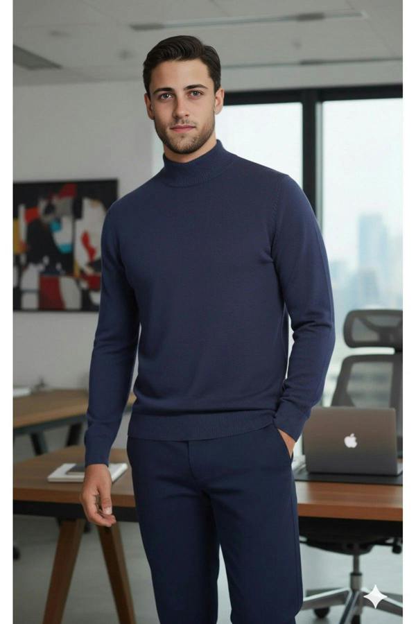 WOVCOR Half Turtleneck Regular Fit Knit Men's Sweater