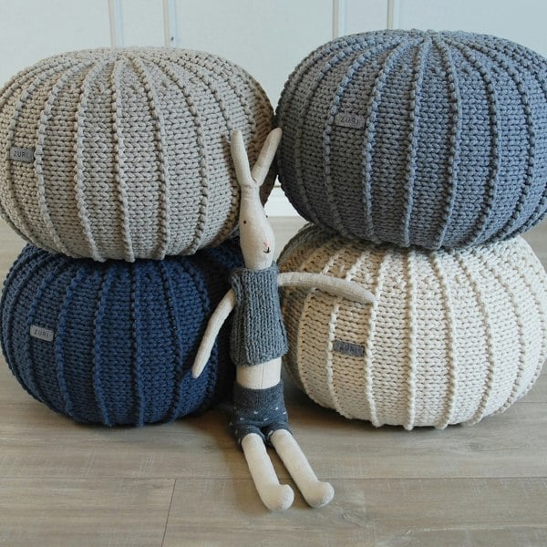 Knitted pouffe DARK GREY - Zuri House