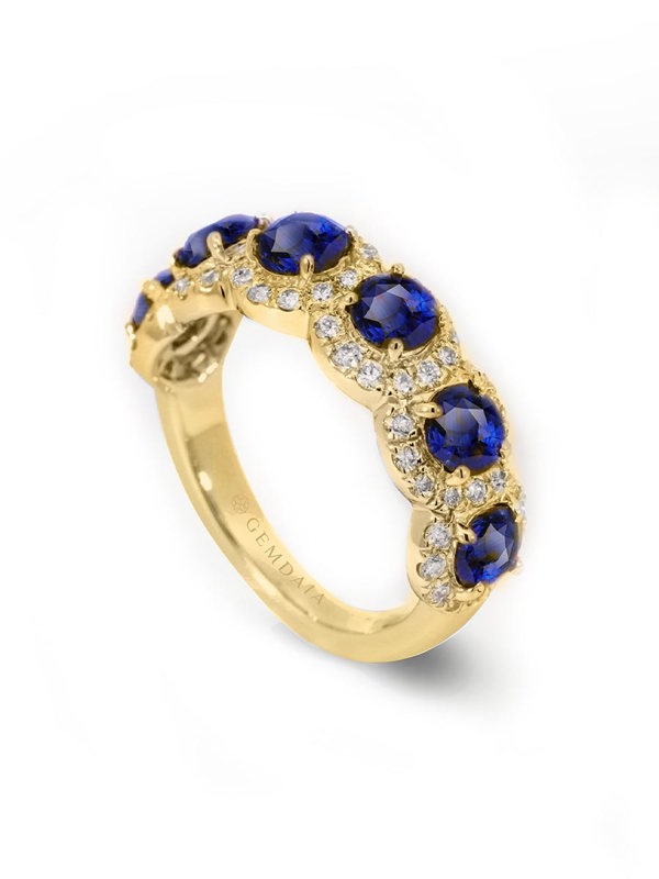 Gemdaia Stellar Medley Ring: Sapphire & Diamonds