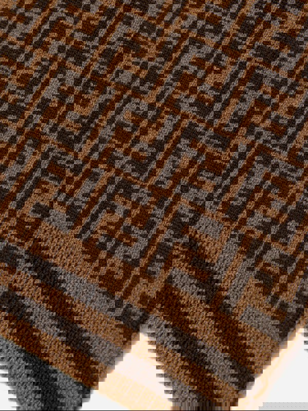 Fendi Kids Wool Logo Scarf in Brown