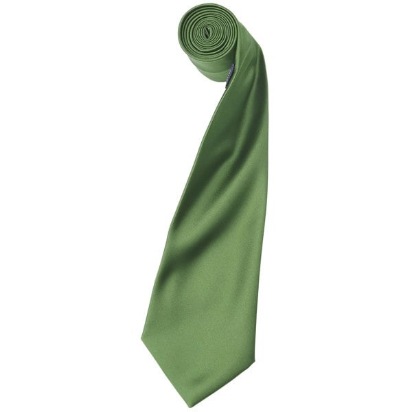 Premier Mens Plain Satin Tie (Narrow Blade) (Pack of 2) - Sage