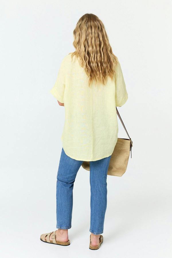 Yellow | Textured 1/2 Sleeve Relaxed Top