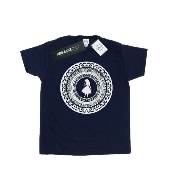 Disney Womens/Ladies Alice In Wonderland Circle Cotton Boyfriend T-Shirt - Navy Blue