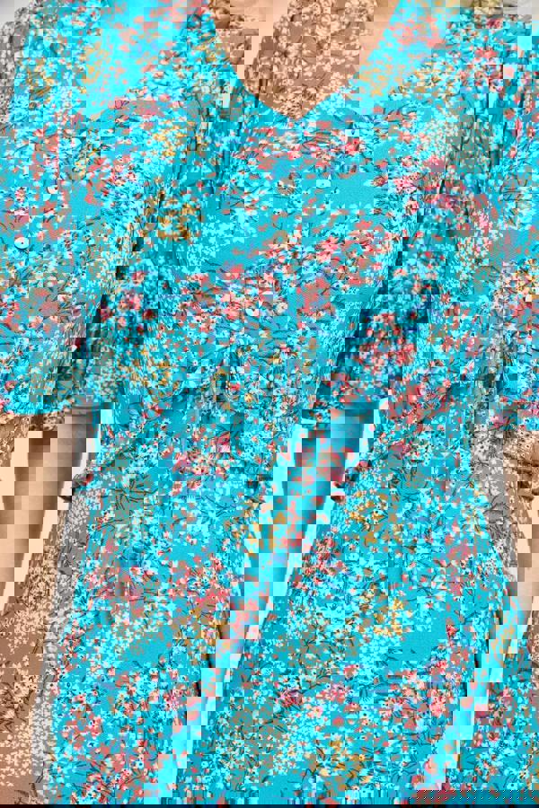 Ditsy Print Tie Front Dress