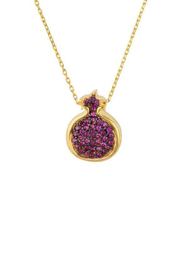 Pomegranate Ruby Pink Pendant Necklace Gold - LATELITA Necklaces