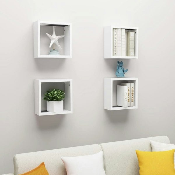 Berkfield Wall Cube Shelves 4 pcs White 30x15x30 cm