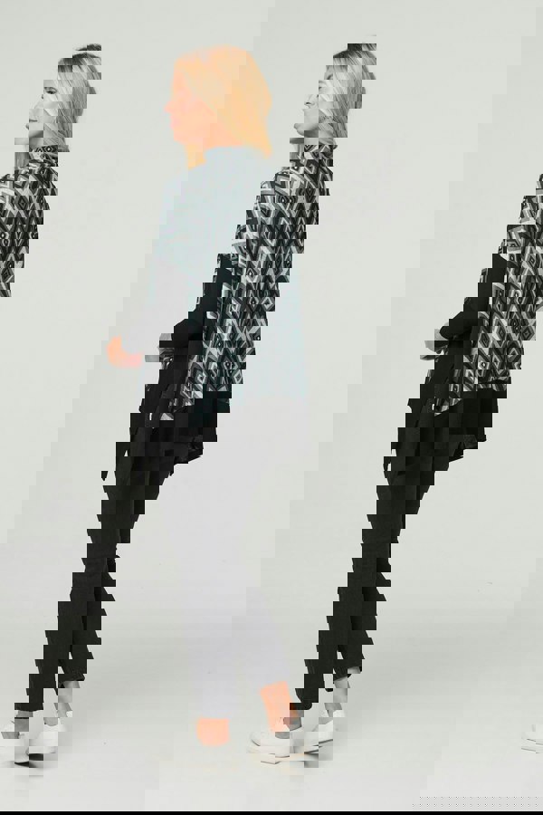 Green | Ikat Print High Neck Oversized Top