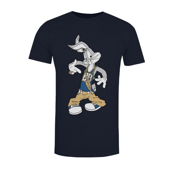 Looney Tunes Boys Rapper Bugs Bunny Cotton T-Shirt - Navy Blue