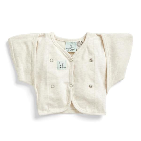 ergoPouch - Organic Short Sleeved Butterfly Sleep Swaddle Cardi - Oatmeal - 0.2 TOG - 0-3 M