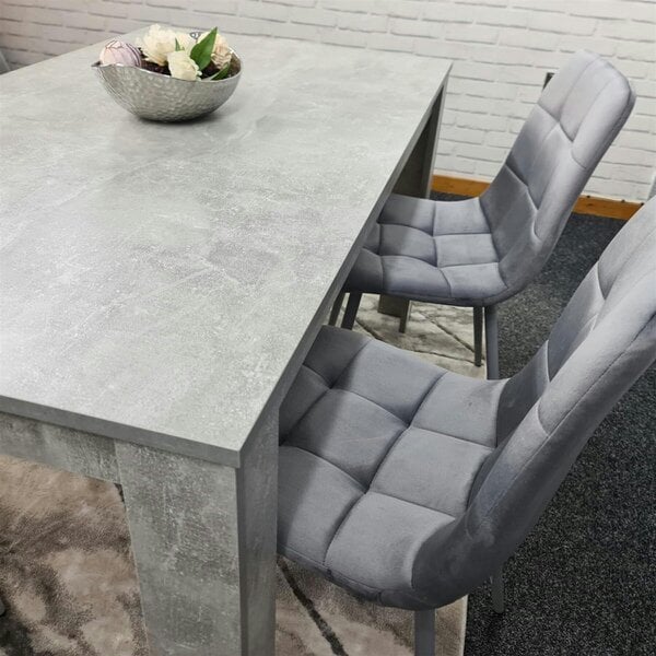 Kosy Koala Wooden Rectangle Dining Table Set With 4 Grey Velvet Chairs - Dining Room Furniture